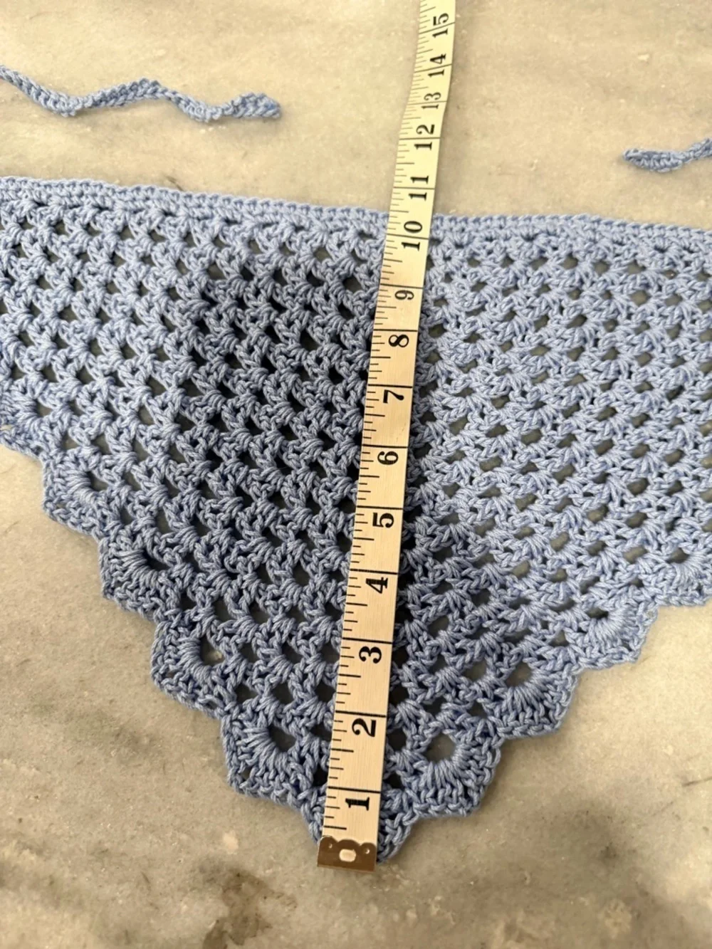 Handmade Crochet Kerchief Head Scarf Cotton Boho Triangle Wrap Fest Cottagecore